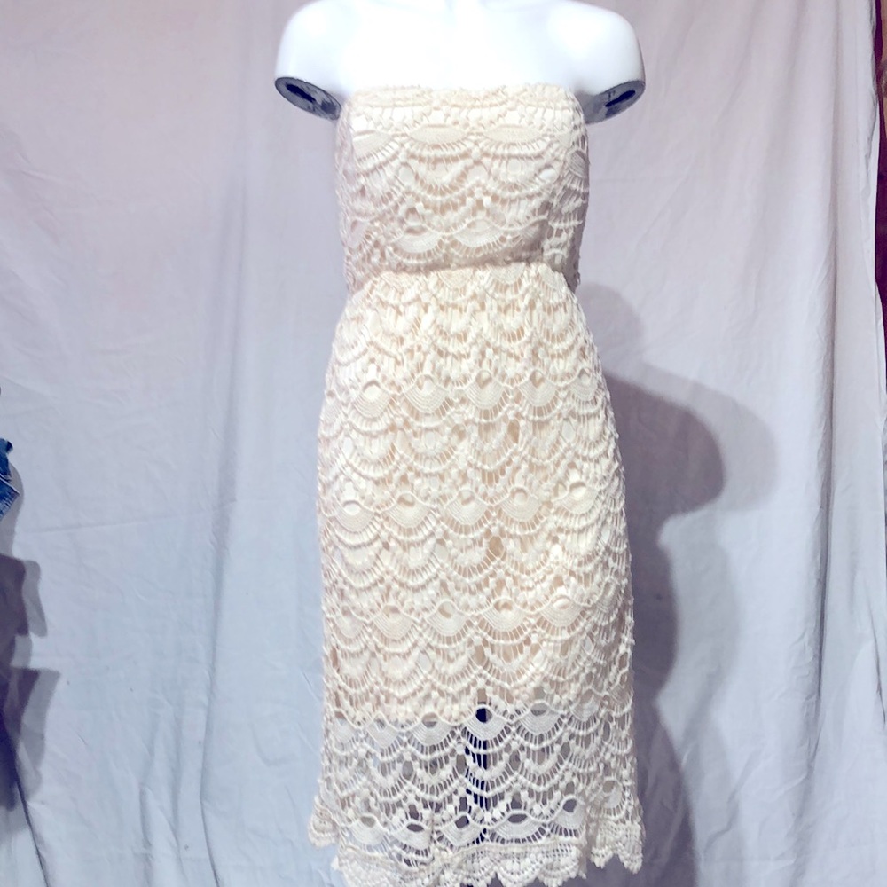 Beautiful crocheted strapless dress